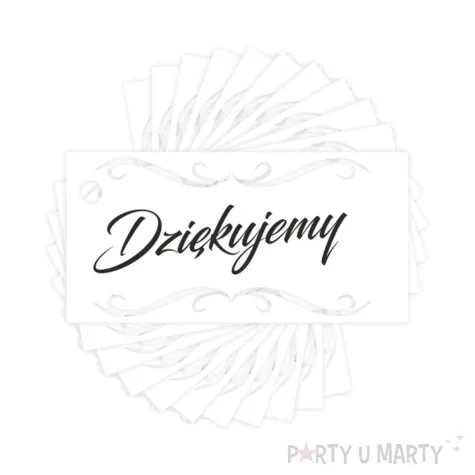 bileciki dziekujemy ornament biale 6x3 cm 10 szt