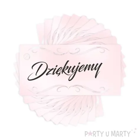 bileciki dziekujemy ornament rozowy perlowy 6x3 cm 10 szt