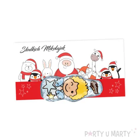 bileciki merci na czekoladke mikolaj i zwierzatka 7x14 cm 5 szt