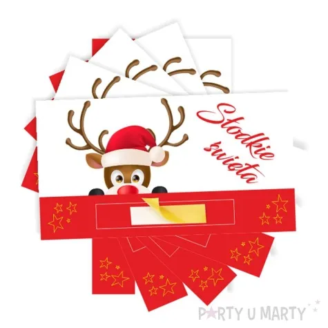 bileciki merci na czekoladke renifer 7x14 cm 5 szt