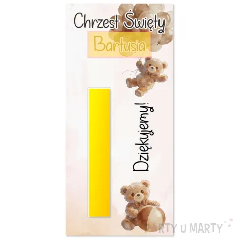 bileciki merci personalizowane podziekowania dla gosci na chrzest swiety bezowy mis x6
