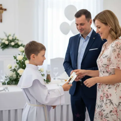 bileciki merci podziekowania dla gosci pierwsza komunia swieta eukaliptus z hostia ihs 6x14