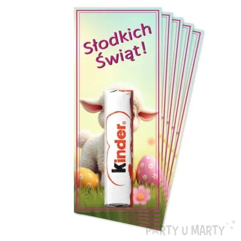 bileciki na czekoladki kinder baranek i pisanki prezent na wielkanoc upominek na zajaca 5 szt