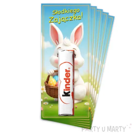 bileciki na czekoladki kinder bialy kroliczek i pisanki prezent na wielkanoc upominek na zajac