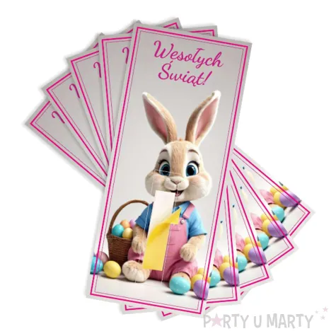 bileciki na czekoladki kinder pani krolik prezent na wielkanoc upominek na zajaca 5 szt
