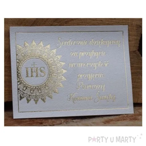 bileciki podziekowania dla gosci i komunia sw bialo zlote dekoracjepolska