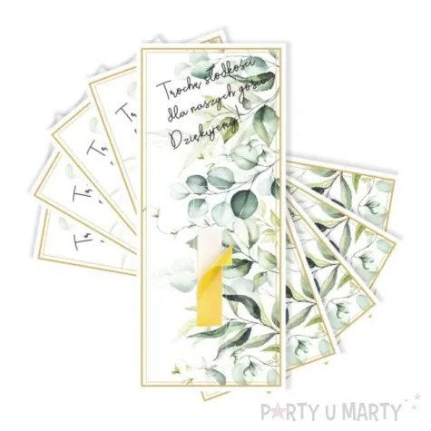 bileciki podziekowania merci troche slodkosci listki 6x14 cm 5 szt