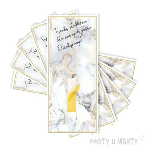 bileciki podziekowania merci troche slodkosci marmur 6x14 cm 5 szt