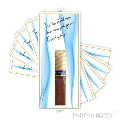 bileciki podziekowania merci troche slodkosci niebieskie 6x14 cm 5 szt