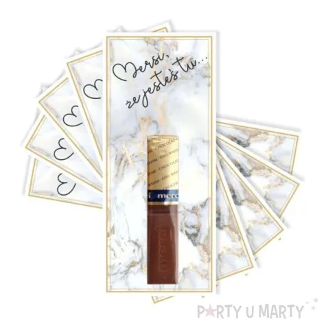 bileciki podziekowania merci ze jestes tu marmur 6x14 cm 5 szt