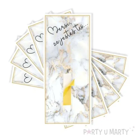 bileciki podziekowania merci ze jestes tu marmur 6x14 cm 5 szt