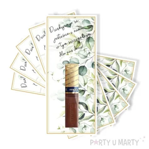 bileciki podziekowania merci ze jestescie z nami listki 6x14 cm 5 szt