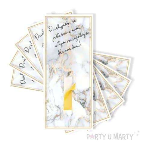 bileciki podziekowania merci ze jestescie z nami marmur 6x14 cm 5 szt