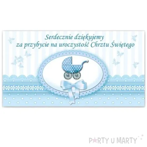 bileciki podziekowanie chrzest sw wozek blekitny 20 szt
