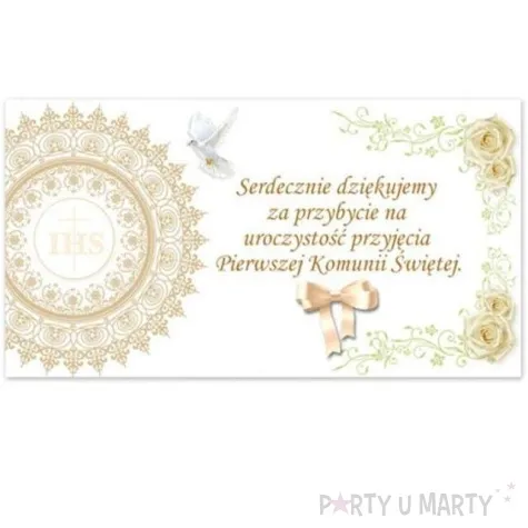 bileciki podziekowanie ihs pierwsza komunia sw 20 szt