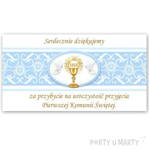 bileciki podziekowanie ihs pierwsza komunia sw blekitne 20 szt