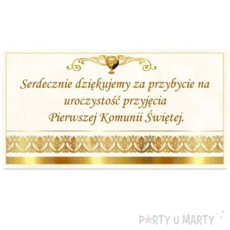 bileciki podziekowanie ihs pierwsza komunia sw zlote 20 szt