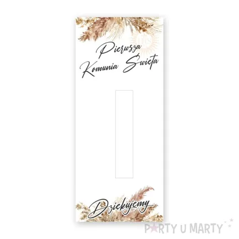 bileciki podziekowanie merci ihs komunia boho ze wstazka 6x14 cm 5 szt