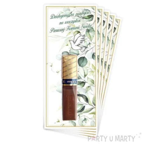 bileciki podziekowanie merci ihs komunia eukaliptus 6x14 cm 5 szt