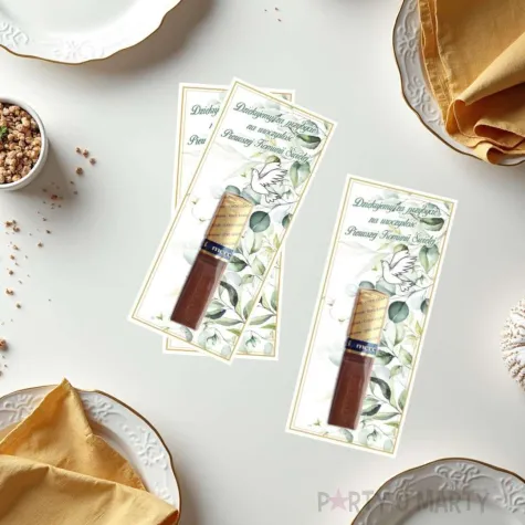 bileciki podziekowanie merci ihs komunia eukaliptus 6x14 cm 5 szt