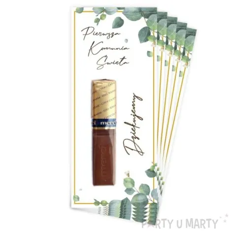 bileciki podziekowanie merci ihs komunia eukaliptus gold 6x14 cm 5 szt