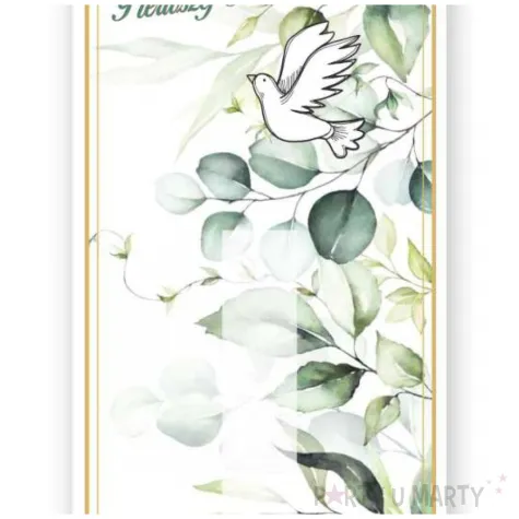 bileciki podziekowanie merci ihs komunia mietowa geometria ze wstazka 6x14 cm 5 szt