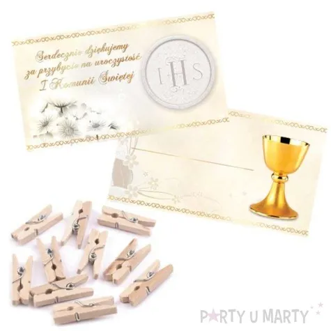 bileciki podziekowanie winietka ihs pierwsza komunia sw kremowe 10 szt