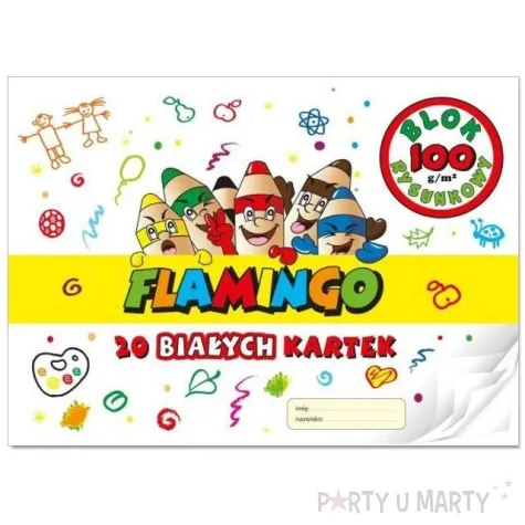 blok rysunkowy classic a4 bialy flamingo 20 kart