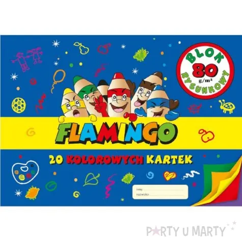 blok rysunkowy classic a4 kolorowy flamingo 20 kart