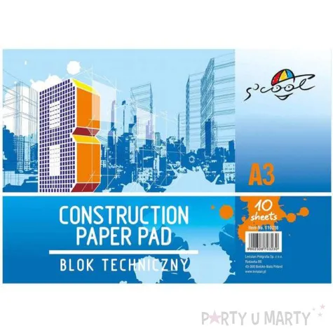 blok techniczny classic a3 bialy scool 160 g 10 kart