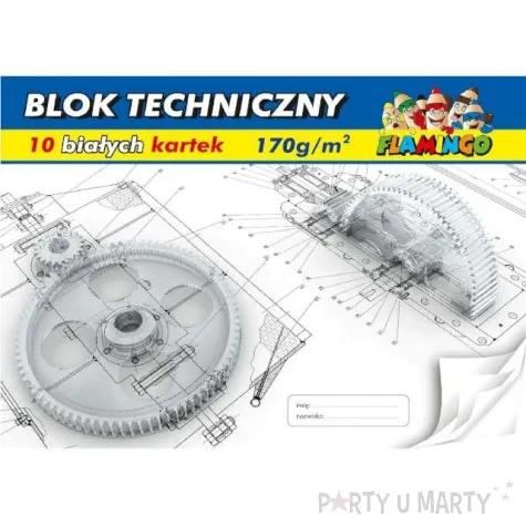 blok techniczny classic a4 bialy flamingo 10 kart