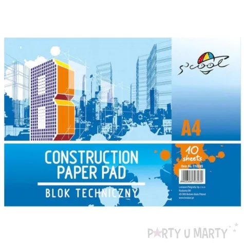 blok techniczny classic a4 bialy scool 160 g 10 kart