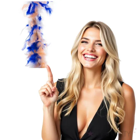 boa deluxe pomaranczowo bialo niebieskie funnyfashion 200 cm 45 g