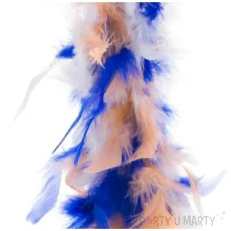 boa deluxe pomaranczowo bialo niebieskie funnyfashion 200 cm 45 g