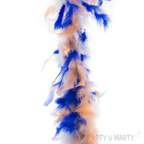 boa deluxe pomaranczowo bialo niebieskie funnyfashion 200 cm 45 g