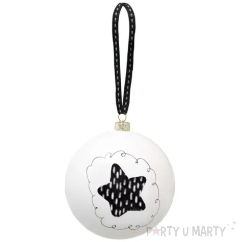 bombka black and white gwiazdka biala 7 5cm arpex