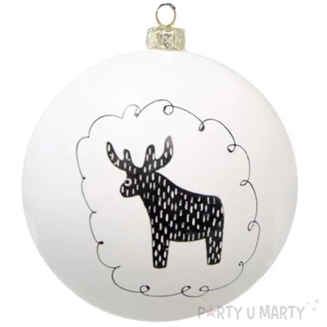 bombka black and white renifer biala 7 5cm arpex