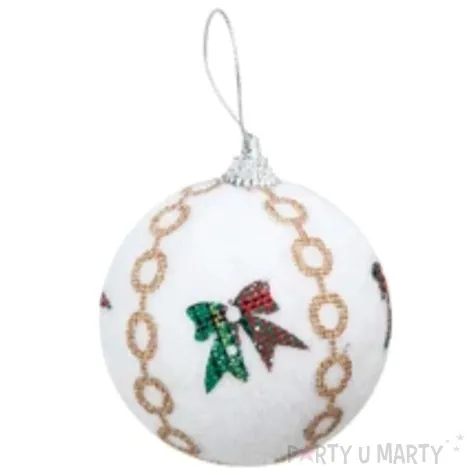 bombka kolorowe kokardki biala partypal 7 cm