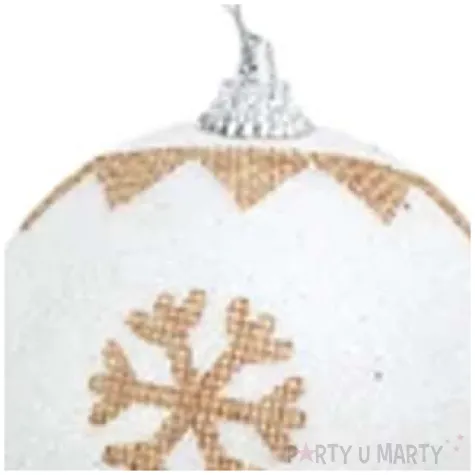 bombka zlote sniezynki biala partypal 7 cm