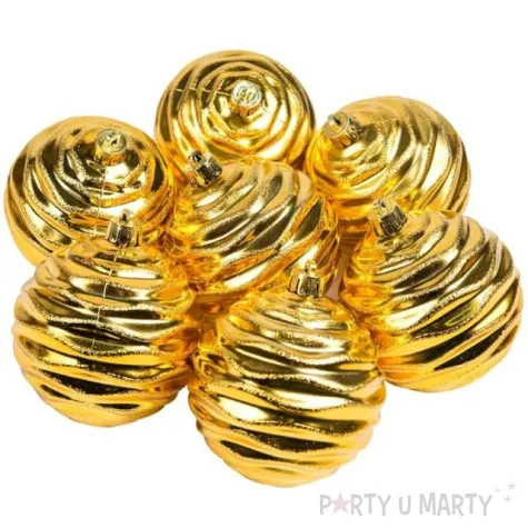 bombki blyszczace fale zlote czakos 8 cm 12 szt