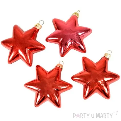bombki blyszczace gwiazdki czerwone arpex 8 cm 4 szt