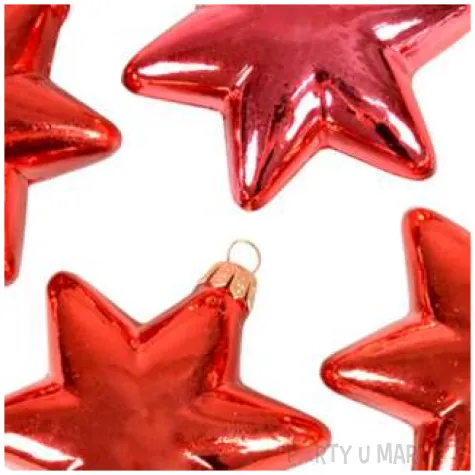 bombki blyszczace gwiazdki czerwone arpex 8 cm 4 szt