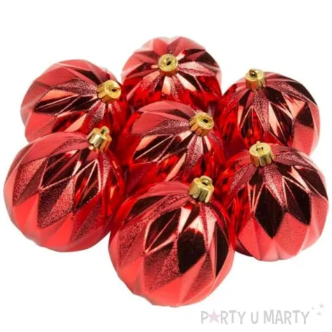 bombki blyszczace romby czerwone akces 8 cm 12 szt
