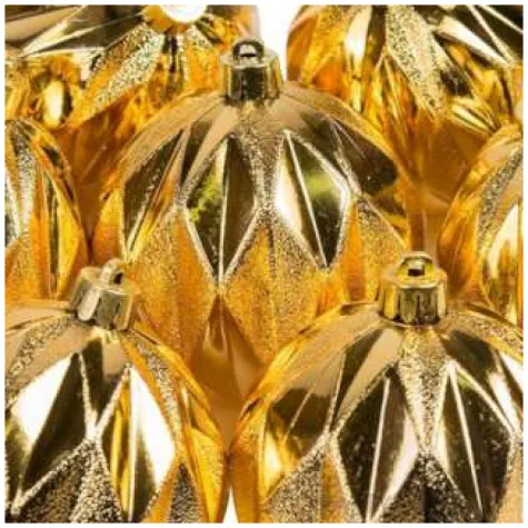 bombki blyszczace romby zlote akces 8 cm 12 szt