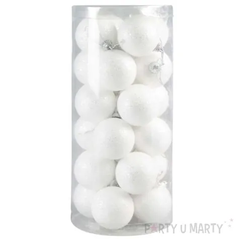 bombki brokatowe biale arpex 5 cm 24 szt