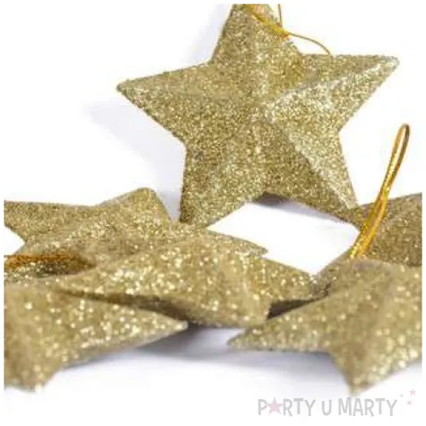 bombki brokatowe gwiazdki zlote arpex 6 szt