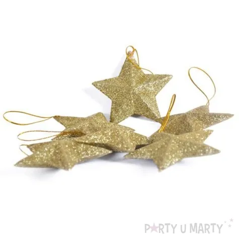 bombki brokatowe gwiazdki zlote arpex 6 szt