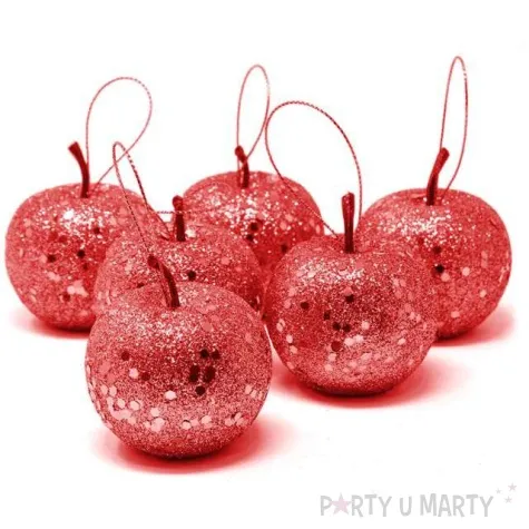 bombki brokatowe jabluszka czerwone guirca 6 szt