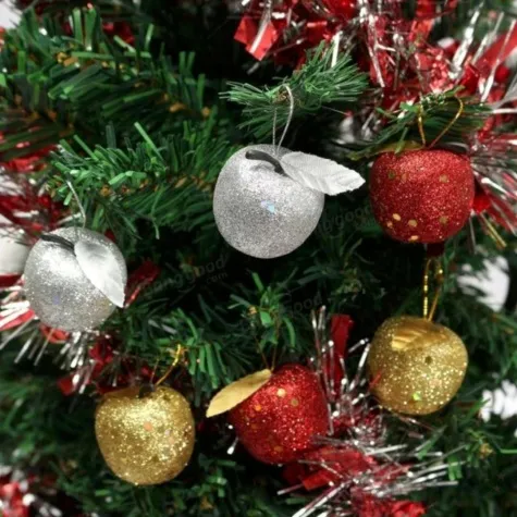 bombki brokatowe jabluszka czerwone guirca 6 szt