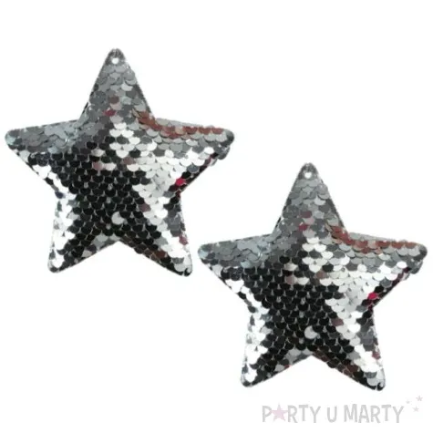 bombki cekinowe gwiazdki srebrne guirca 2 szt